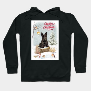 Scottish Terrier Scottie Merry Christmas Santa Dog Holiday Greeting Hoodie